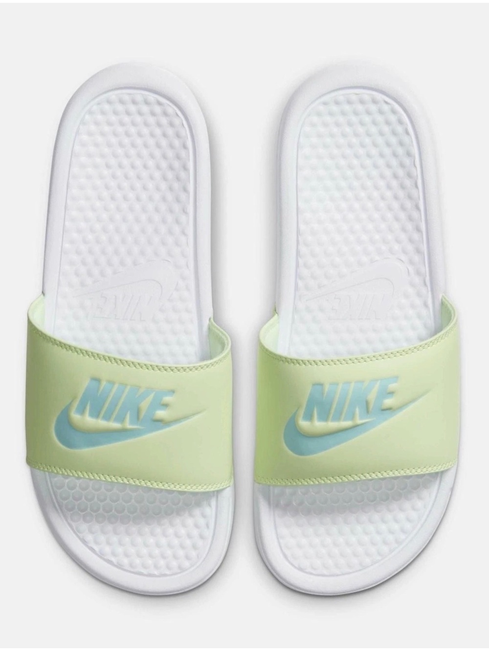 Nike WMNS Benassi JDI Women's Sandals White Glacier Ice Barely Volt Size 8 New